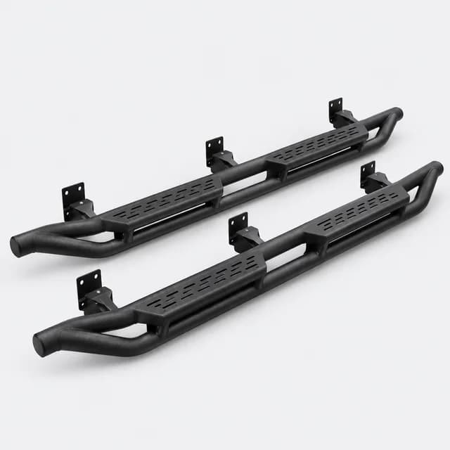 Black tubular truck side steps